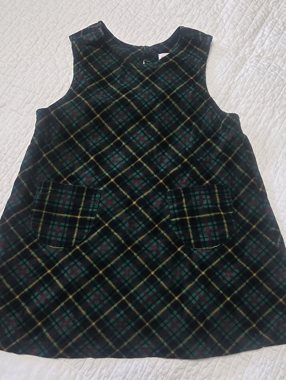 Gymboree Jumper Dress Green Plaid Size Small 90s Vintage Girls Dress